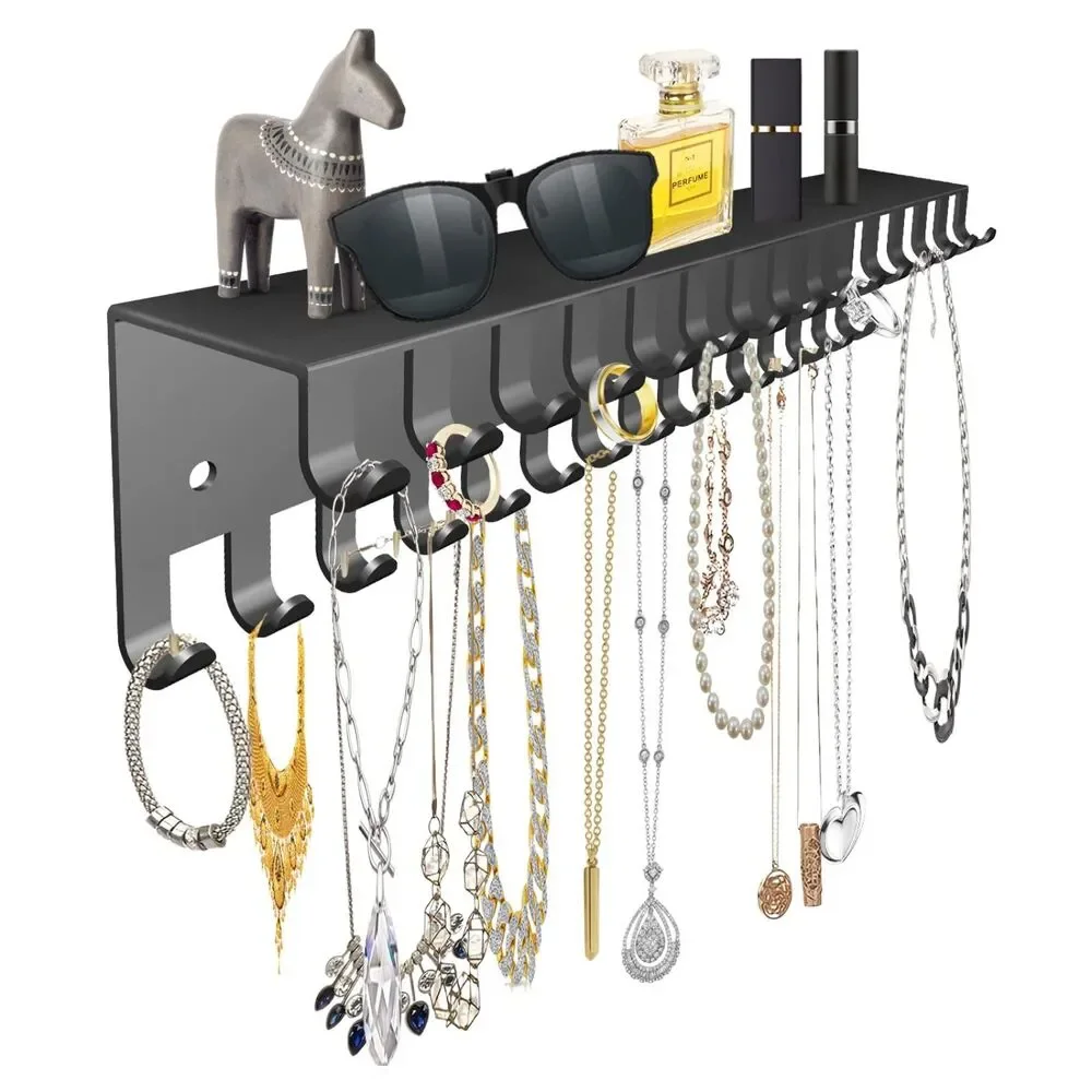 Necklace Jewelry Holder Wall Hanging Organizer (Black)